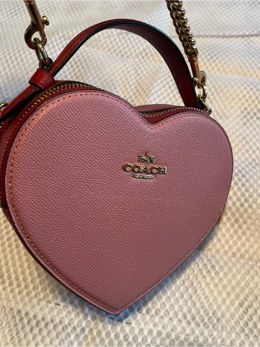 Coach Pink Heart-Shaped Mini Crossbody with Gold Hardware - Picture 1 of 4